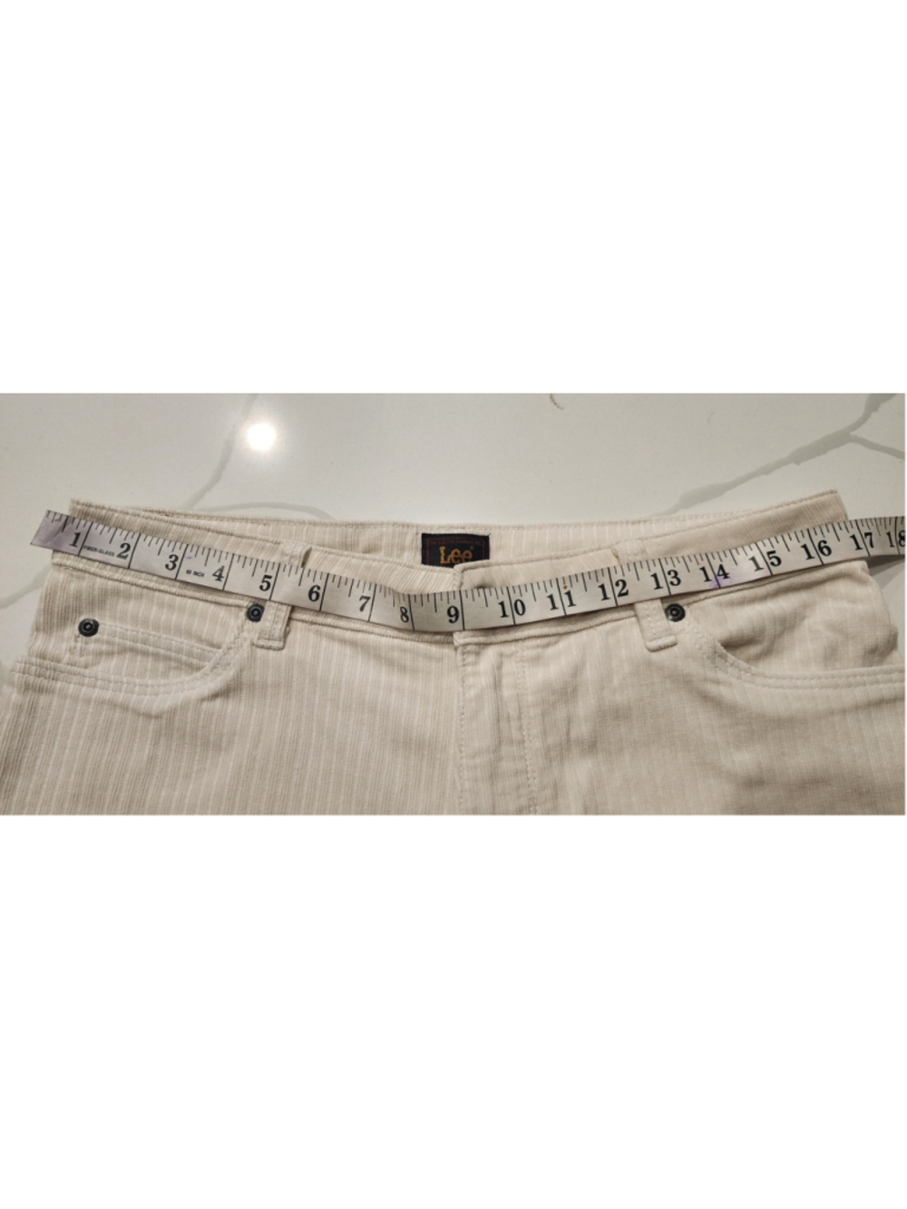 Lee Corduroy Pants Women's Size 30 Cream White Pinstripe Straight Leg 99% Cotton - Picture 10 of 12